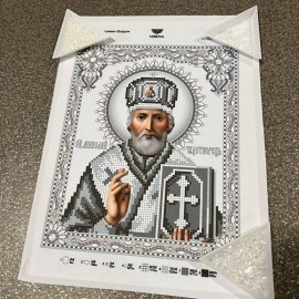 Микола Чудотворець з бісером та камінням срібний